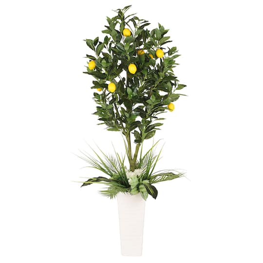 6ft. Artificial Lemon Tree in White Decorative Pot